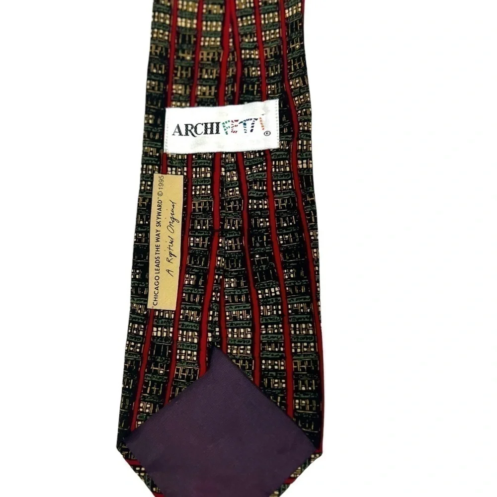 Vintage Archifetti 100%  Silk Chicago Tie 1995 Riptied Original